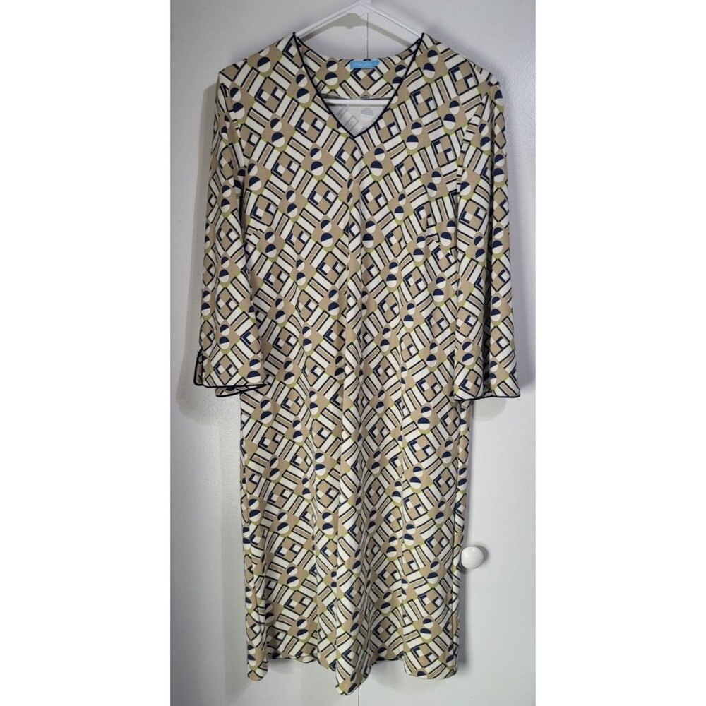 J. McLaughlin Women's LG Judith Dress Kaleidoscope Geometric Print Midi - Picture 1 of 9